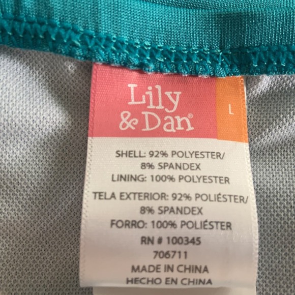 Lily & Dan Girls 2 Piece Swim Set Large Top & Bottom Turquoise Tropical NEW - Picture 5 of 7